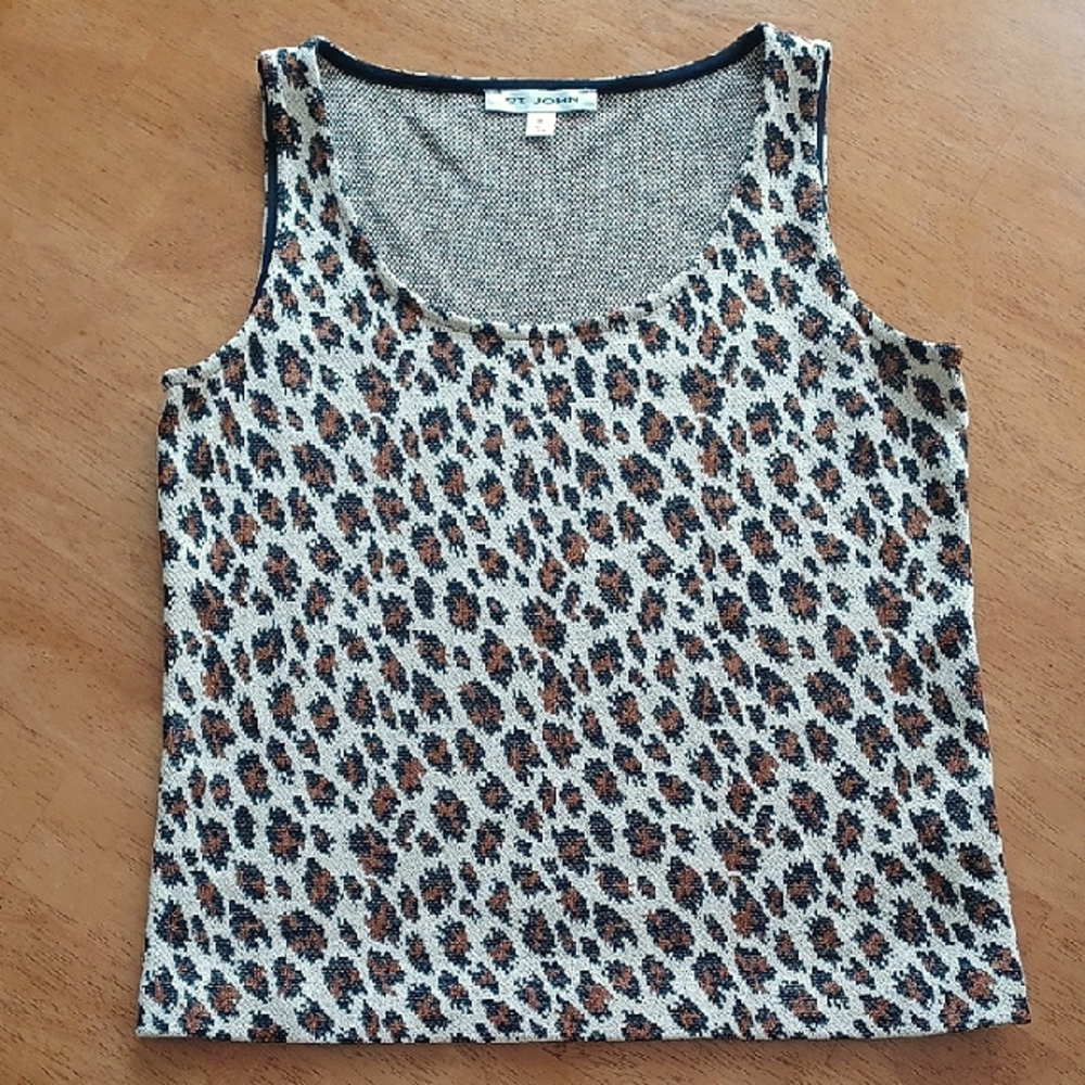 St. John - Leopard Print WS  Scoopneck Tank Top 🤎🖤